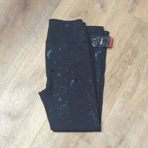 Disney Women's Black Leggings with Star and Moon Pattern